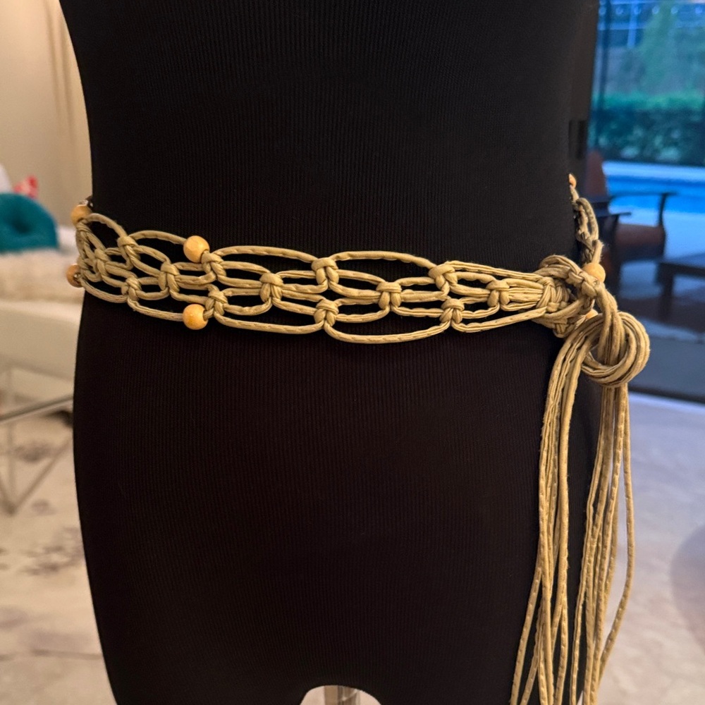 Braided Belt with Wooden Beads